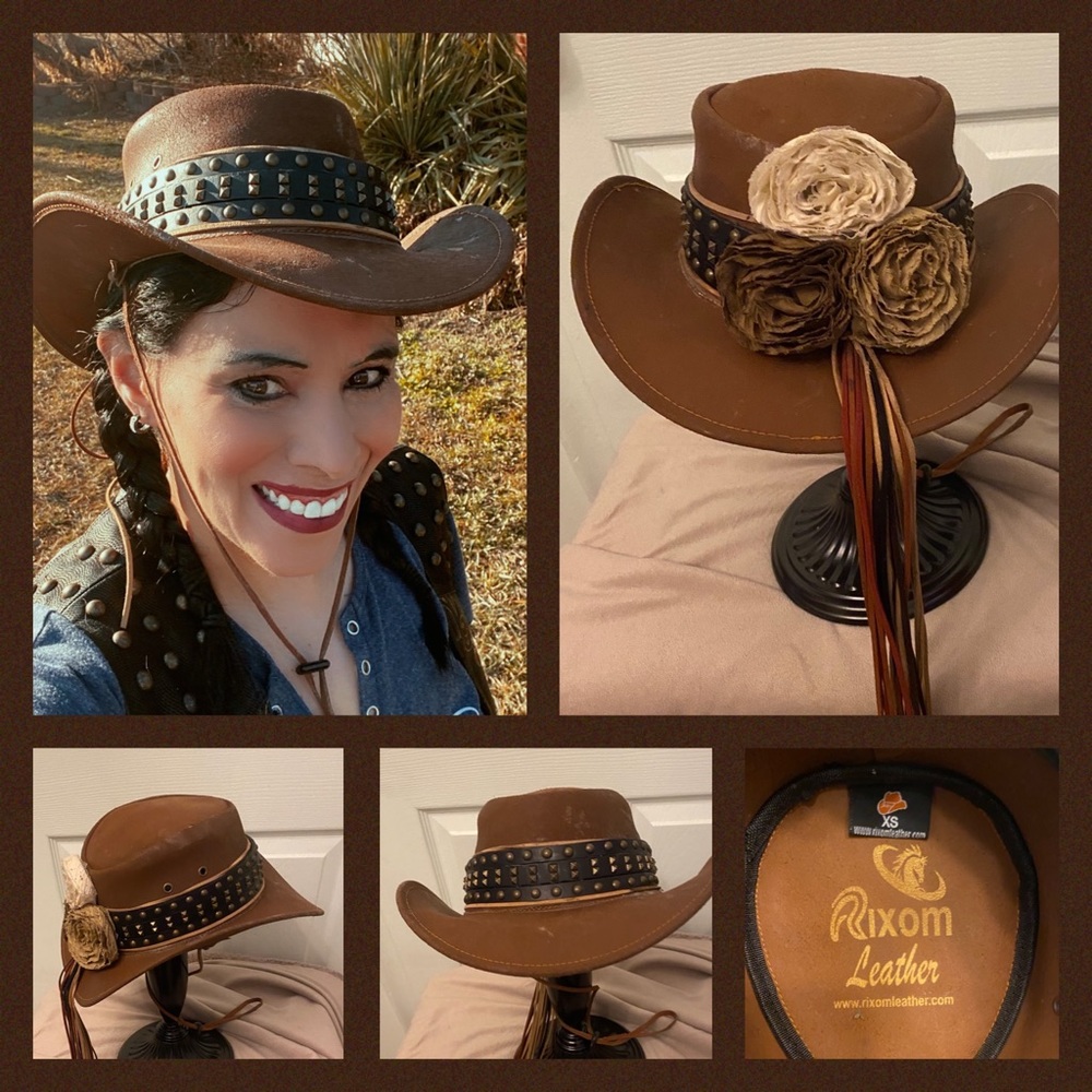 New Custom Made Leather Western Hat. SZ XS and matching belt.